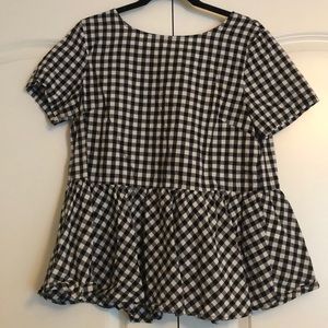 Black gingham Peplum blouse